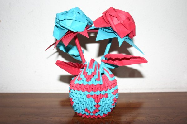 3D Origami Twin Roses with Customized Basket